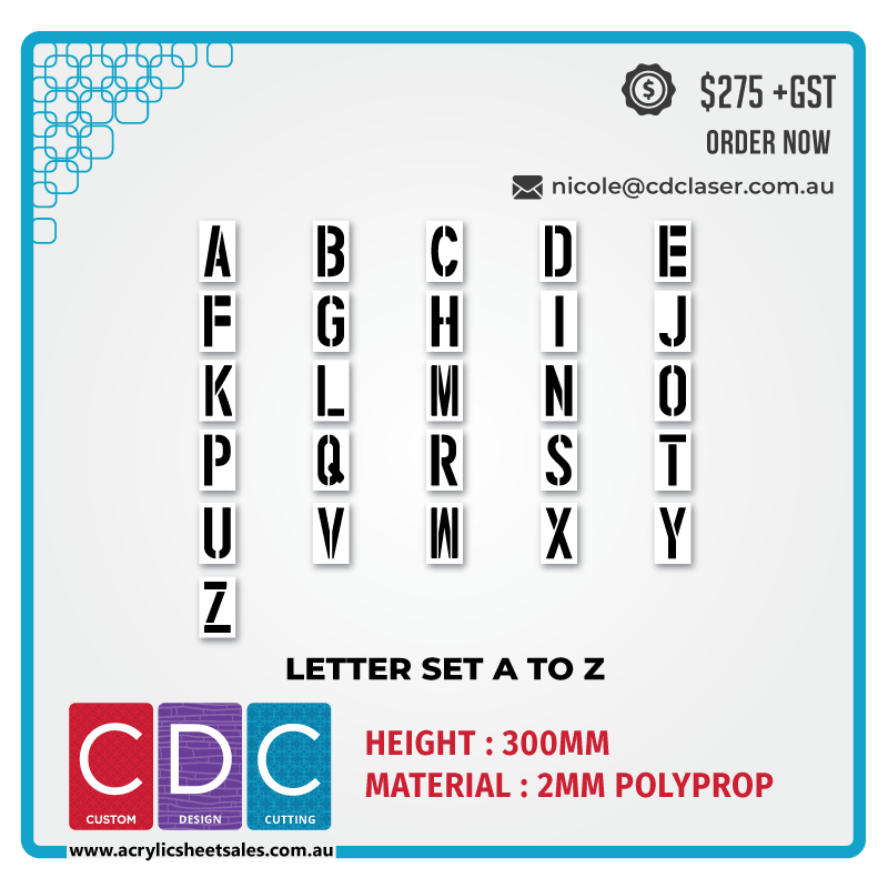 Letter Stencil Set (A to Z) - Alphabet Stencil Set